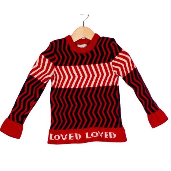 Burberry Unisex Girls Boys Red Printed Sweater 100% Wool Size 6 EXCELLENT COND - Picture 1 of 2